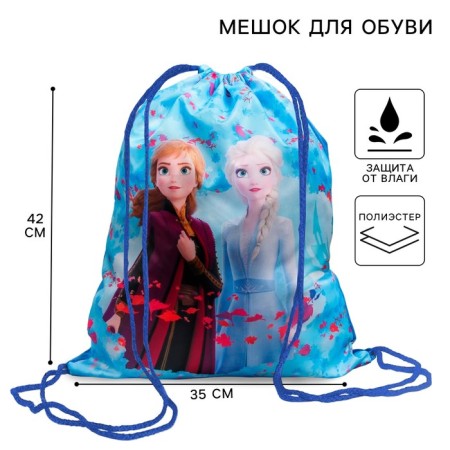 A bag for shoes 420 x 350 mm, cold heart "Anna and Elsa" (soft polyester, density 210d)