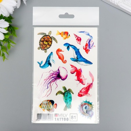 Tattoo on the body "Sea residents" 10x15 cm-2