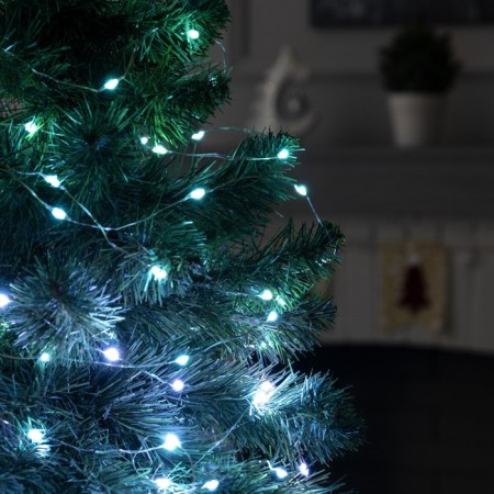 Smart garland “thread” 10 m Rosa, IP20, silver thread, 100 LED, control from the application, glow RGB, USB-7