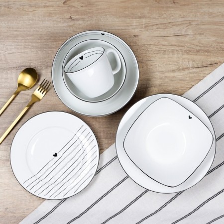 Deep plate ceramic "with love", 20 cm, 1000 ml, white color-7