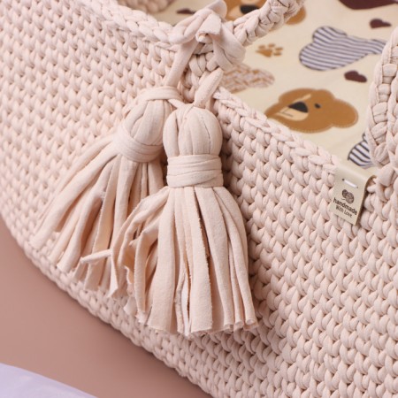 Luel with a mattress, 70 x 42 x 24 cm, beige, cotton-2