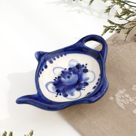 Stand for tea bags, gzhel, porcelain, 10x7 cm-1