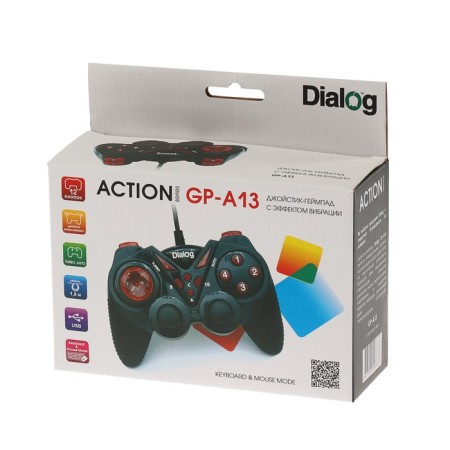 Dialog Action GP-A13, wired, vibration, for PC, PS2/3, USB, black and red-3