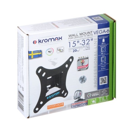 Kromax Vega-6 bracket, tilted, 15-32 ", up to 20 kg, 30 mm from the wall, black-7