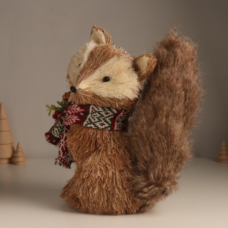 Decor "New Year's Fox in a knitted scarf" 13x25x24 cm-1