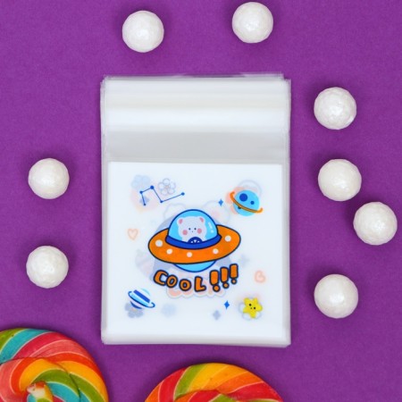 BOPP package with sticky tape, "Korean style", 7*7+3cm-6