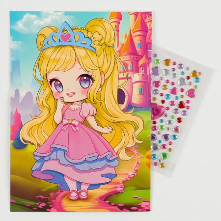 Application with rhinestones for children "Princess", a set for creativity, A5-1