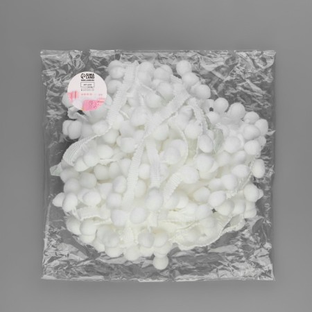 Decorative braid with pompons, 25 ± 5 mm, 9.1 ± 0.5 m, white color-2