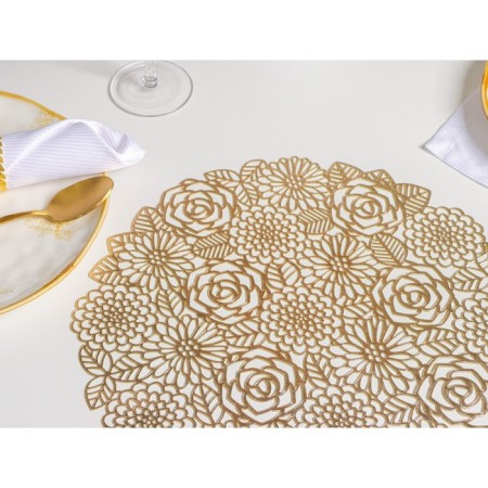 Set of serving napkins on the table “Rose”, 4 pcs, d = 38 cm, gold color-4