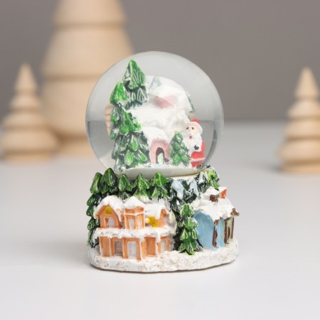 Souvenir Polystone Water Ball Light "Santa Claus and snow -covered house" MIX 5x5x7.2 cm-2