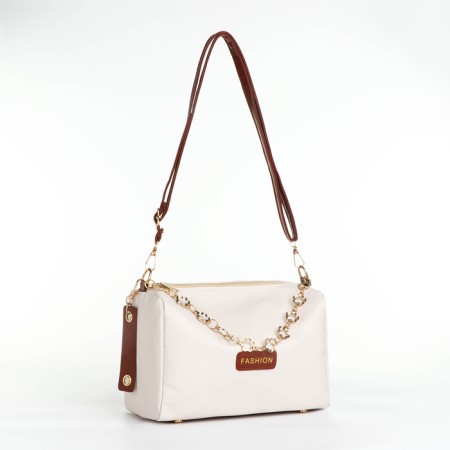 Bag Cross-Bodi with a zipper, white color-2