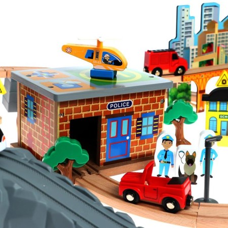 Wooden toy "Railway" 95 parts, 52.5 × 33 × 12.5 cm-4