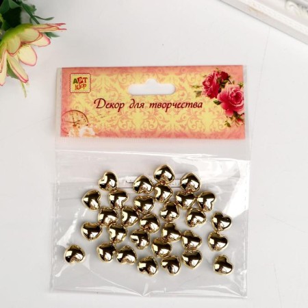 Decor for creativity plastic "heart" gold set 30 pcs 1x1 cm-3