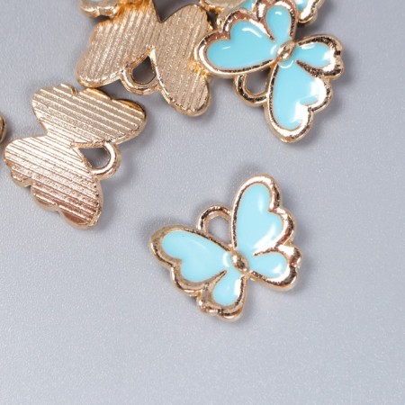 Decor for creativity metal, enamel "Butterfly" blue 1*1.3 cm