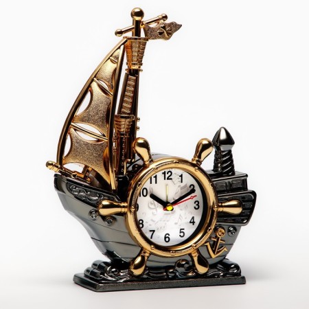 Alarm clock "Ship", discrete move, 1AA, 18 x 24.5 x 6.8 cm, silver-1