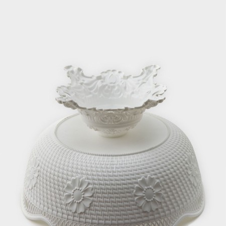 Vase for bread and fruits on the leg, 26 × 17 cm, white color-3