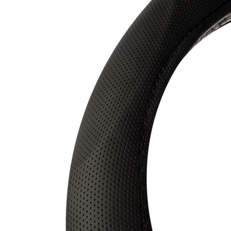 Braid on the steering wheel Nova Bright eco -leather, black, with embossed embossing, size M-2
