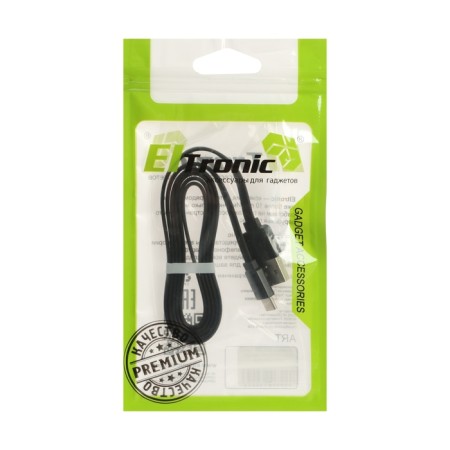 Type -C cable - usb, 2.4 a, 1 m, charging + data transfer, flat, package, black-2