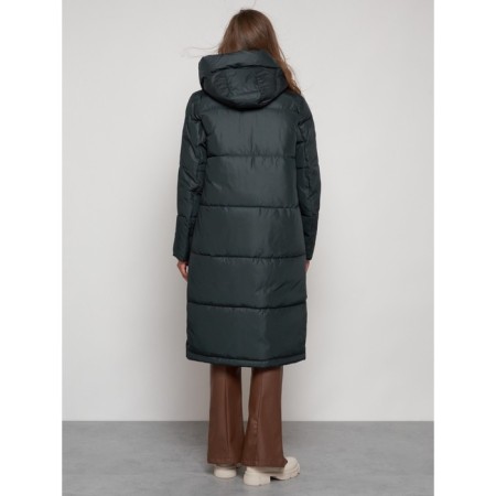 Coat insulated winter female, size 44, dark green color-19