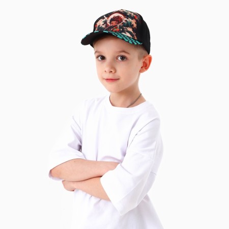 Baby cap for the boy “Waves”, anime, black color, rr 52-54, 5-7 years old-9