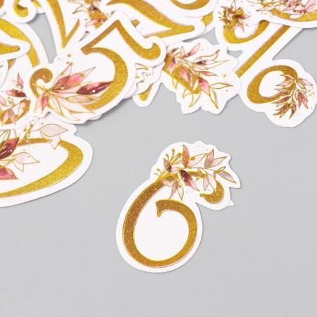 Stickers for creativity "Flower numbers" embossing gold set 48 pcs 9x7x0.8 cm-3