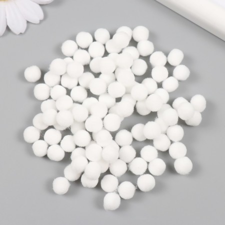 Pompons, 8 mm, 100 pcs/pack, 100% polyester, white color-1
