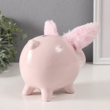 Piggy bank Ceramics "Pig with fluffy ears" 14.5x11.3x11.5 cm-2