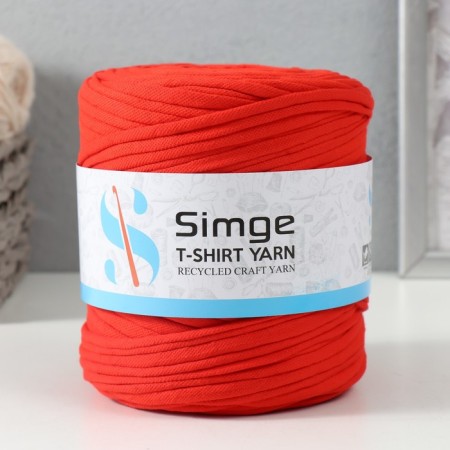 Knitted yarn secondary 90% cotton, 10% p/e, 100m/450 ± 50 g (carrot red)