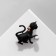 Brooch "Cat" with pearls, black and white color in gold