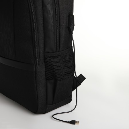 Youth backpack, 2 lightning departments, 4 pockets, with USB, black color-6