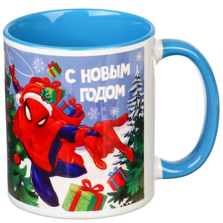 New Year mug 350 ml, spiderman-1