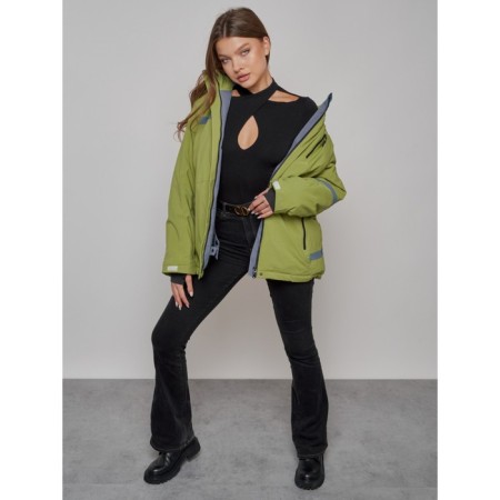Ski jacket female, size 60, khaki color-8
