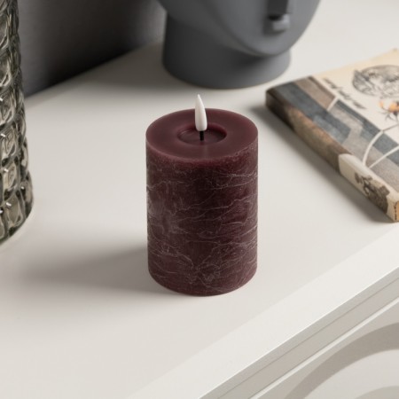 Burgundy LED candle, 7.5 × 12.5 × 7.5 cm, wax, plastic, batteries AAAX2 (not in the kit), glow warm white-1