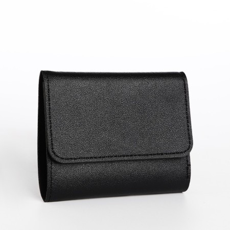 Women's wallet on the button, black color