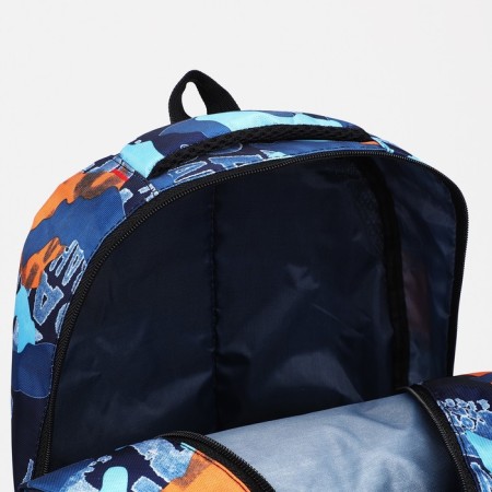 Youth backpack on lightning from textiles, 2 pockets, blue color-5