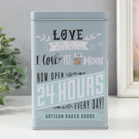 Rectangular metal box "I love you to the moon" 7.8x12.2x18.6 cm-1