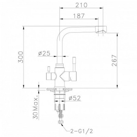 LMARK LM5061G kitchen mixer, single -leaf, output for drinking, gold-6