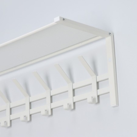 Ban with the Toronto 21 shelf, 67 × 27 × 27 cm, 5 double hooks, white color-1