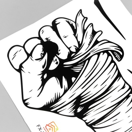 Sticker Plastic Interior Black "Fist - Never give up" 30x60 cm-3