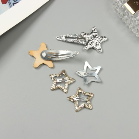 Invisibility for hair "Beatrice" (set of 5 pcs) star, 3.5 and 6 cm, silver gold-2