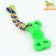 Chewing toy with a rope "Bone on a leash", 9.5 cm, green