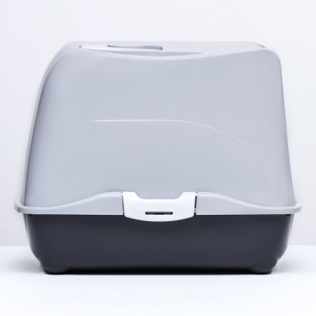 Domik toilet for cats closed with a door 43*32*33 cm, gray-2