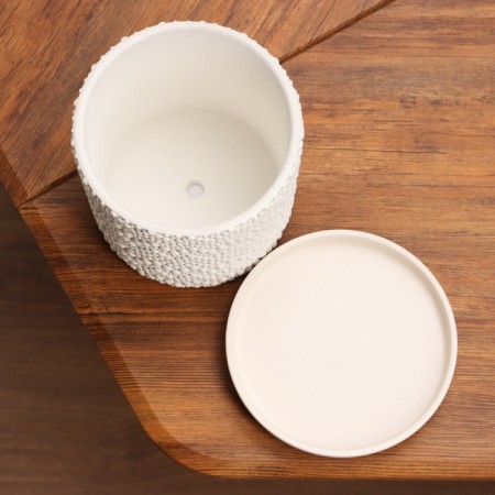 Flower Pot "Bead" White Cylinder No. 2, 1.8 liters-3