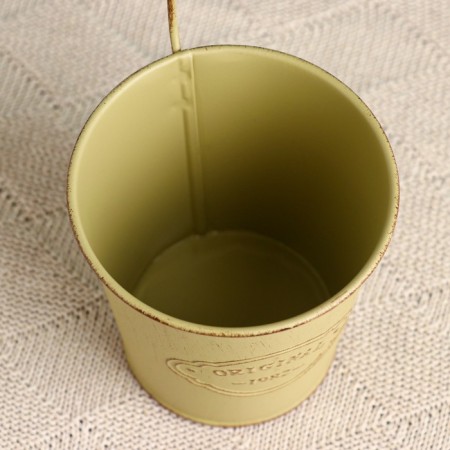 Kashpo "Bucket Björn" with a sign for records, green, 10x8x10cm-3