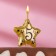Candle in the cake on the skewer "Air star", number 5, 3.5 cm, gold