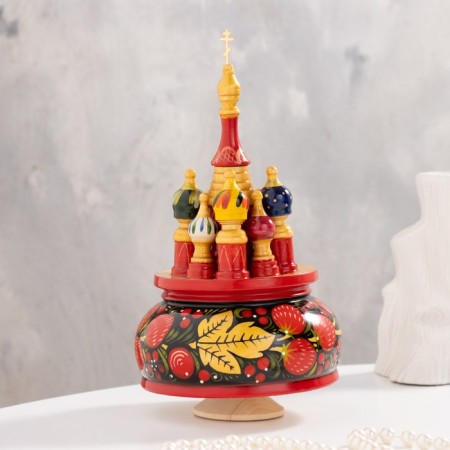 Musical souvenir "Temple", Hochloma Black with a firebird manual painting