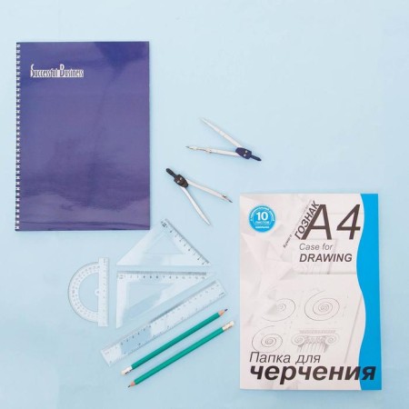 Metal compass in a plastic pencil case with spare sections-3
