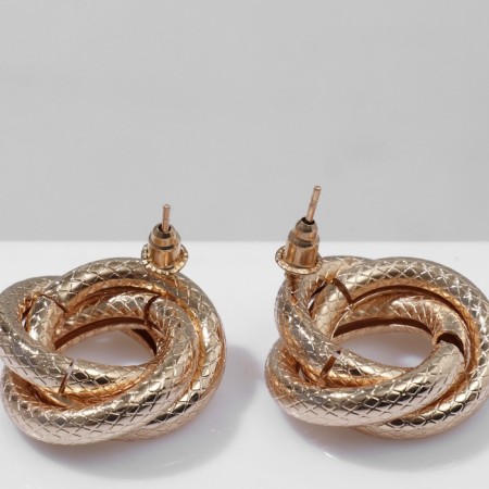 Earrings Metal "Geometry" circles intertwined, color gold-2
