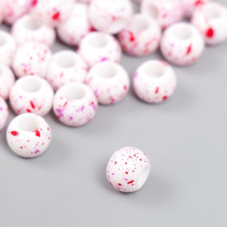 Beads for creativity plastic "Spray of paint. Fuchsia on white" D = 1 cm set 20 g-1