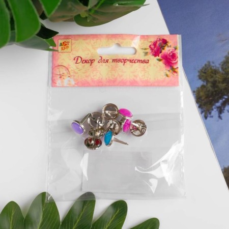 Brads for scrapbooking "Drops of paint" set 10 pcs mix 1.5x1.1x1.1 cm-3